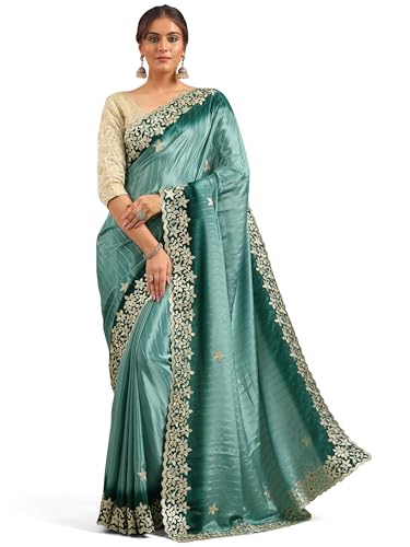 Libas Womens Embellished Crepe Saree With Blouse Piece