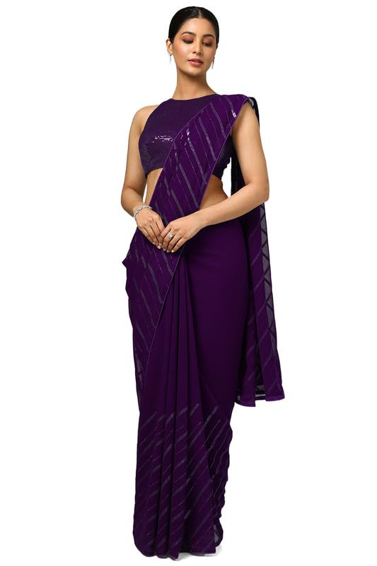 Soch Women Georgette Sequins Saree with Embellished