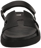 Steve Madden Women's Mayven Slide Sandal, Black Leather, 9.5