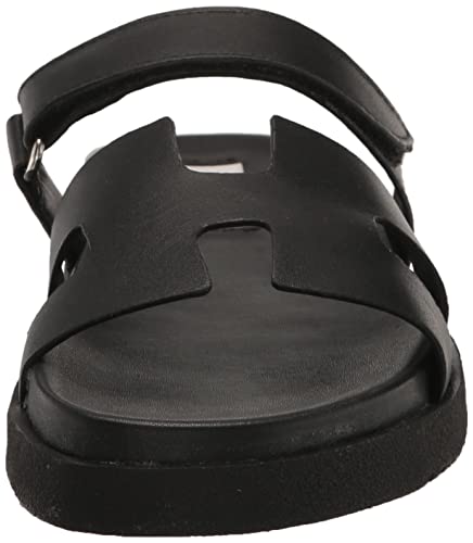 Steve Madden Women's Mayven Slide Sandal, Black Leather, 9.5