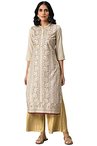 Aurelia WomenS Viscose Regular Kurta (22Fea13193-506100_Natural