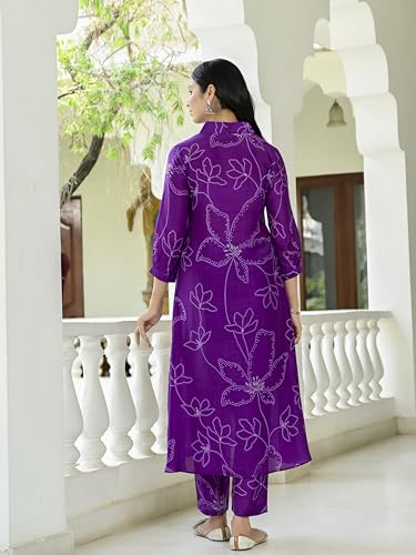 ANNI DESIGNER Womens Cotton Blend Anarkali Printed Kurta with Pant (Marup Begani-NW_XXL_Begani_XX-Large)