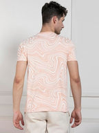 Dennis Lingo MenS | Peach | Printed | Round Neck | Half Sleeve | Regular Fit | T-Casual Shirt