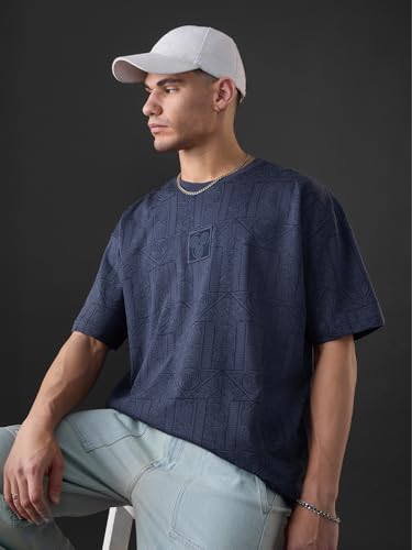 The Souled Store Avatar: Air Bender Men and Boys Short Sleeves Round Neck Blue Applique Pathed Woven Badge Casual Streetwear Cot