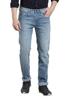 Turtle Men Cotton Stretch Solid Narrow Fit Flat Front Light Blue Denim