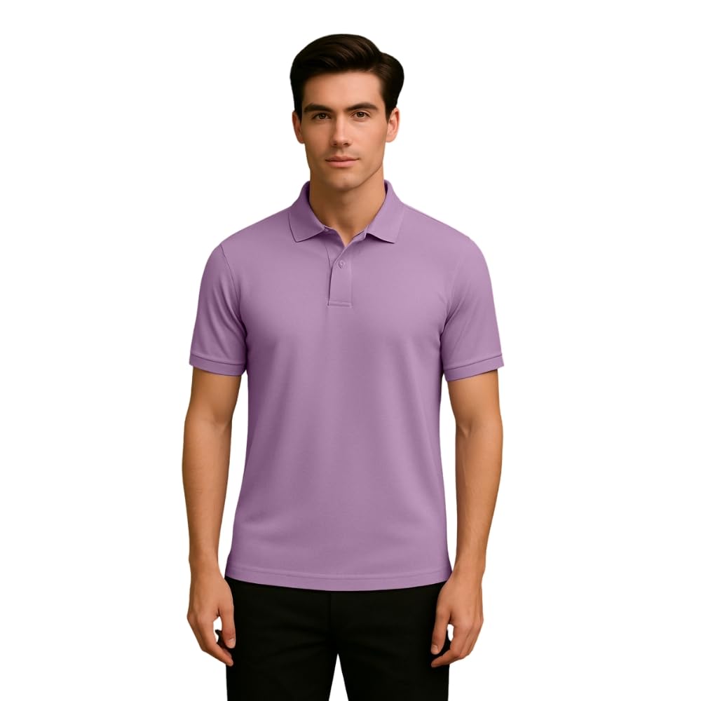 Nobero MenS Solid Regular Fit Polo Shirt (1M-Twpo-R0002-Bl_Mauve Mist