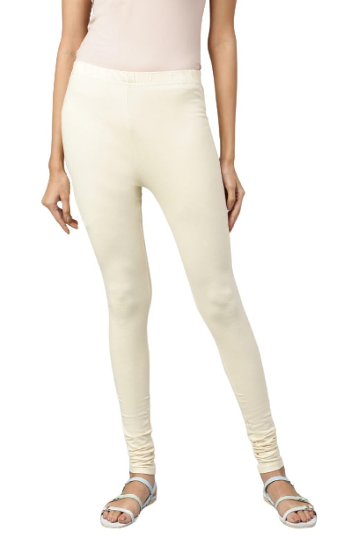 Aurelia Off White Solid Poly-Blend Churidar Ethnic Bottomwear
