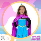 Cokos Box Girls Coronation Dress Costume Cape Gloves Tiara Crown Accessories Kids Set (5 Years, Blue-Purple)