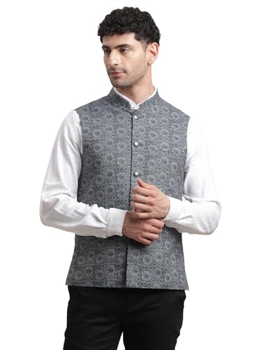 Turtle Men 100% Cotton Light Blue Nehru Jacket