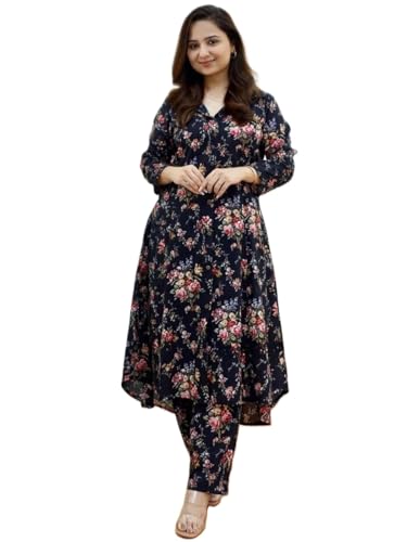 DHRUVI TRENDZ Womens Rayon Co-ord Set Regular Fit Casual (DT-W1838&TR895_Black_XL)