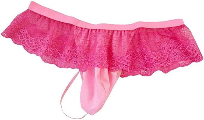 Nimra Fashion Men Net Skirt Style G String Brief Underwear Pink,Medium