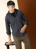 Thomas Scott 100% Cotton Checkred Hodiee Half Placket Shirts for Mens