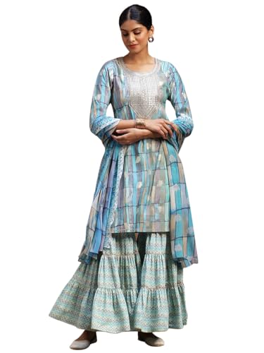 Libas WomenS Silk Blend Kurta Set (36693O_Blue