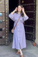 Anni Designer Women'S Rayon Viscose Soild Button Shirt Dress