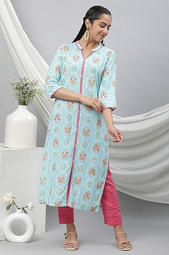 Aurelia Women'S Viscose Straight Fit Radiance Floral Printed Kurta