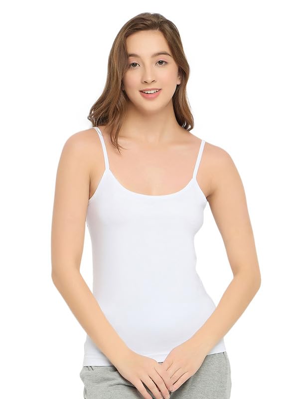 Clovia Womens Cotton Solid Camisole (CM0038R18_White_XXL)