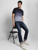 Dennis Lingo MenS Cotton Ombre Crew Neck Slim Fit T-Shirts (Black, M)