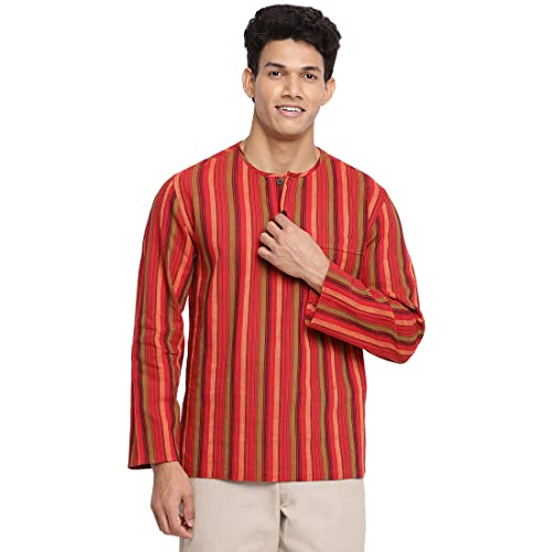 Fabindia Men Cotton Regular Fit Shirt Red_S
