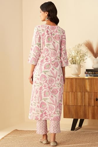ANNI DESIGNER Womens Cotton Blend Straight Printed Kurta with Pant & Dupatta (Gojari Peach-NW_XXL_Peach_XX-Large)