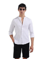 The Indian Garage Co Mens Regular Fit Vertical Striped Mandarin Collar Long Sleeves Sweater