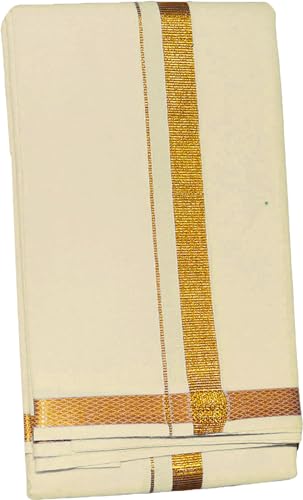 PRAKASAM COTTON - Jari Border Cotton Blended Dhoti For mens