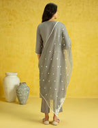 Kaari Roman Silk Womens Kurta Set (KAAAW24WSKD-78860_Ghazal Grey