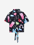 The Souled Store Official Powerpuff Girls : Sugar Collared Neck Cotton Crop Tops for Young Girls Black