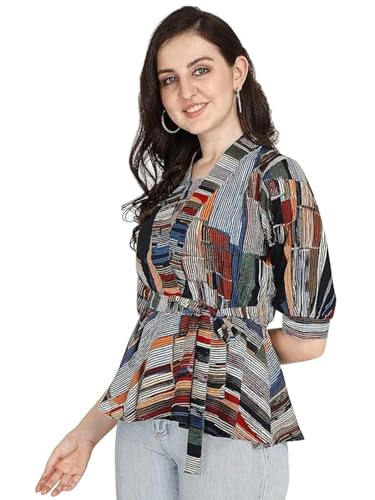OM SAI LATEST CREATION Women Solid Western Top with Half Sleeves for Office Wear, Casual Wear, Under 399 Top for Women Top (Mult