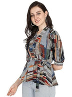 OM SAI LATEST CREATION Women Solid Western Top with Half Sleeves for Office Wear, Casual Wear, Under 399 Top for Women Top (Mult
