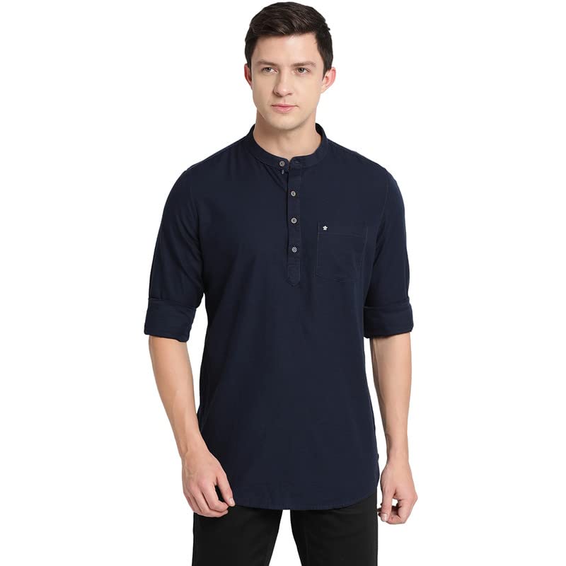 Turtle Men Pure Cotton Solid Kurta Shirts Darkgreen