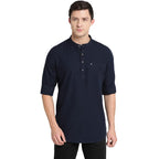 Turtle Men Pure Cotton Solid Kurta Shirts Darkgreen