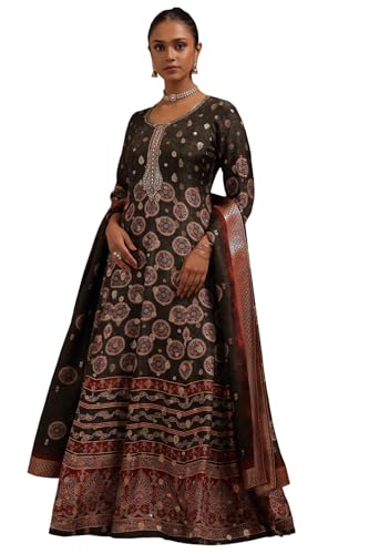Soch Women Silk Blend Ethnic Motifs Gown Zari Woven