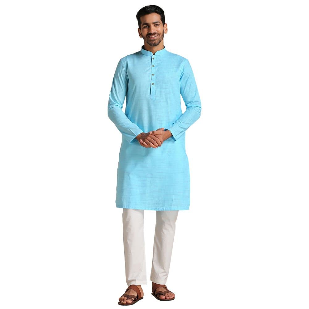 Manyavar MenS Kurta, Full Sleeves Mandarin Collar Ethnic Knee Length Kurta Only, Kurta For Festival, Wedding, Party, Anniversar