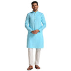 Manyavar MenS Kurta, Full Sleeves Mandarin Collar Ethnic Knee Length Kurta Only, Kurta For Festival, Wedding, Party, Anniversar