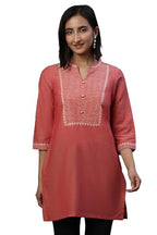 Aurelia Women'S Regular Kurti (24Fea30473-702661_Burnt Coral