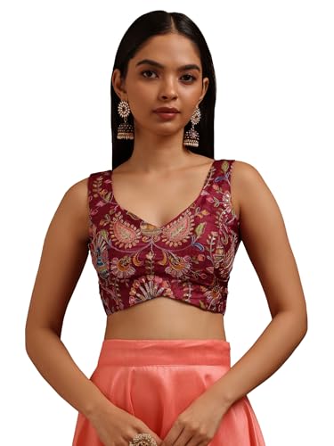 Soch Women Silk Blend Botanical Print Padded Blouse with Sequins