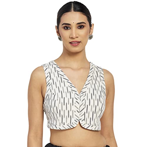 Fabindia Women Ikat Woven Sleeveless Blouse Cotton_42