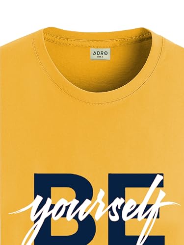 ADRO Tshirt for Men | Printed T Shirt for Men | 100% Cotton T-Shirt |Printed T Shirt | T-Shirts | RN24-BYO-MU-2XL Mustard
