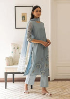 ANNI DESIGNER Womens Rayon Viscose Printed Straight Kurta with Pant & Dupatta (Gana Blue_XXL_Blue_XX-Large)