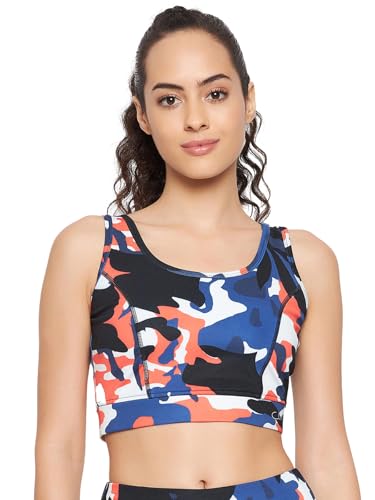 Clovia WomenS Medium Impact Padded Non-Wired Full Cup Sports Bra With Removable Cups (Brs026B08_Blue_M)