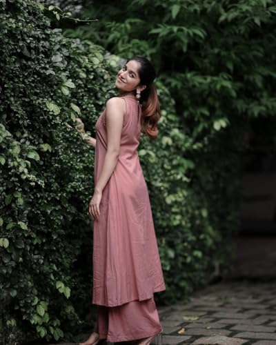 Anni Designer Women'S Rayon Blend Anarkali Solid Kurta With Palazzo