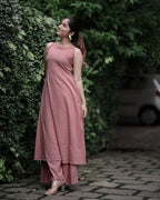 Anni Designer Women'S Rayon Blend Anarkali Solid Kurta With Palazzo