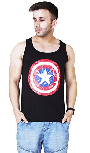 Veirdo Men's Round Neck Sleeveless Cotton T-Shirt Blacka