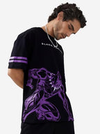 The Souled Store |Official Black Panther Panther Power Black Printed |Oversized T-Shirts| Half Sleeves Round Neck 100% Cotton