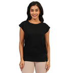 Move All Day Cap Sleeve Top, Cap Sleeve Detailing, Ribbed Hemline, 100% Cotton, Chic Workwear