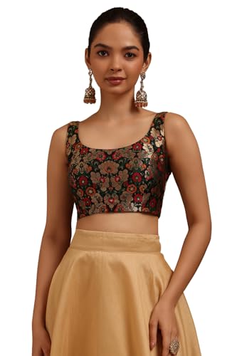 Soch Women Tussar Floral Print Padded Blouse with Zari Woven