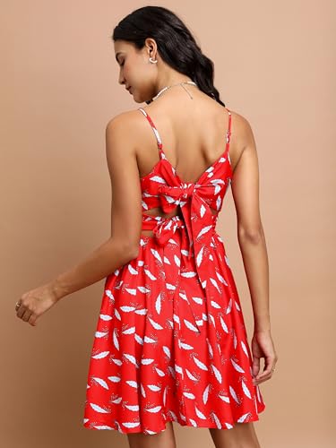 Ketch WomenS Cotton Blend Strapy Cutout Mini Dress Knee-Length Khj6000484_Red