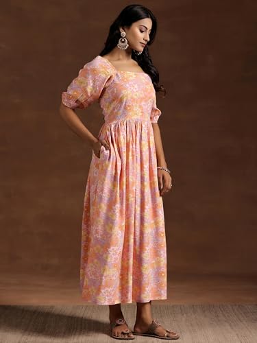 Libas WomenS Rayon Fit And Flare Maxi Dress (29080_Peach