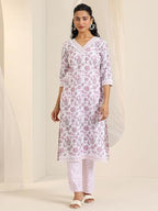 Libas Womens Printed Cotton Straight Kurta With Trousers