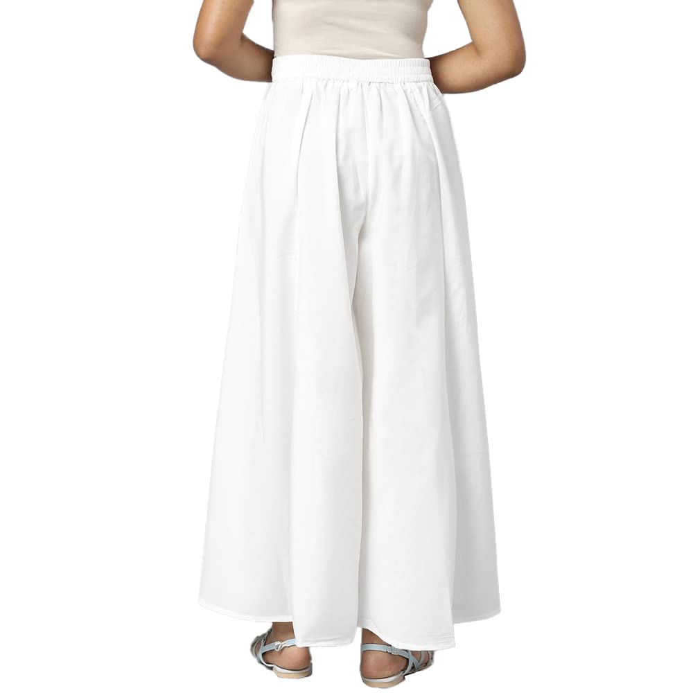 Aurelia White Solid Palazzo Ethnic Bottomwear For Women